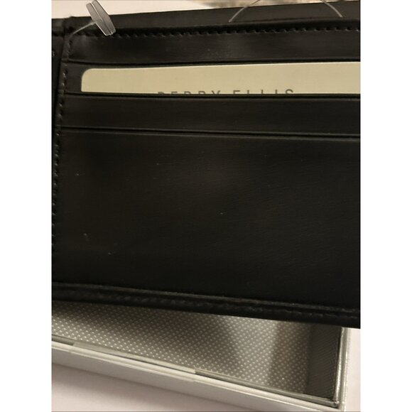 Perry Ellis Black Portfolio PASSCASE REMOVABLE ID Bifold Wallet Premium Leather - Picture 10 of 12